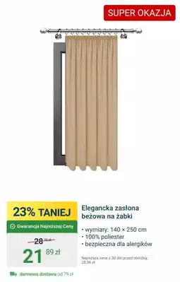ERLI Elegancka zasłona beżowa na żabki oferta