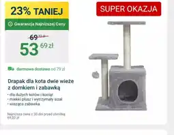 ERLI Drapak dla kota dwie wieże z domkiem i zabawką oferta
