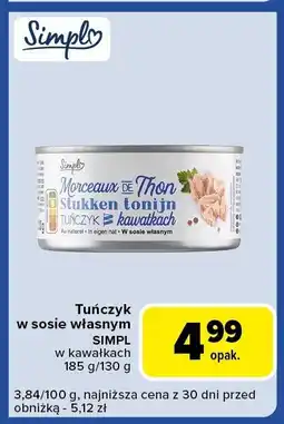 Carrefour Express Tuńczyk w sosie własnym 185 g Simpl oferta