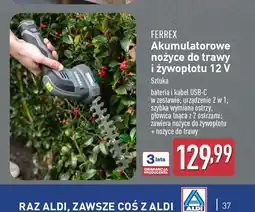 ALDI Akumulatorowe nożyce do trawy i żywopłotu Ferrex 12 V oferta