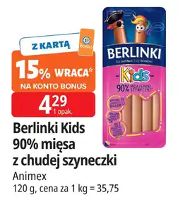 E.Leclerc Berlinki Kids 90% mięsa z chudej szyneczki Animex oferta