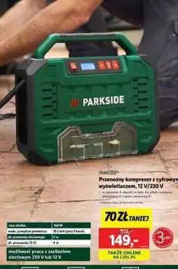 Lidl Przenośny kompresor z cyfrowym wyświetlaczem, 12 V/230 V oferta