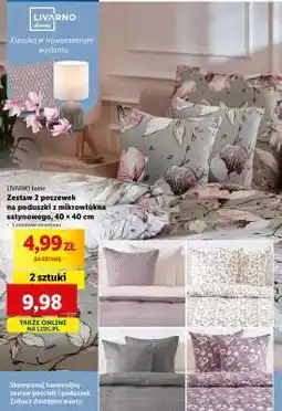 Lidl Zestaw 2 poszewek na poduszki z mikrowłókna satynowego, 40 x 40 cm oferta