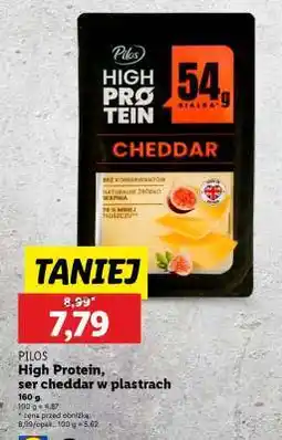 Lidl PILOS High Protein, ser cheddar w plastrach oferta