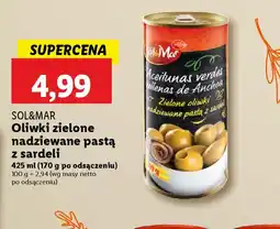Lidl Oliwki zielone nadziewane pastą z sardeli Sol&Mar oferta