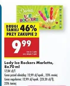 Biedronka Lód waniliowy w polewie kiwi x2 + mango-marakuja truskawka wiśnia Marletto Ice Rockers oferta