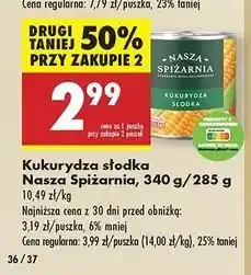 Biedronka Kukurydza słodka Nasza Spiżarnia oferta