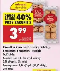 Biedronka Ciasteczka kruche z nadzieniem owocowym i polewą kakaową Bonitki oferta