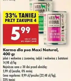 Biedronka Karma dla psa indyk i wołowina z batatami Maxi Natural oferta
