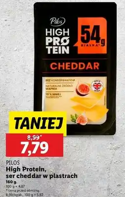 Lidl Ser cheddar plastry Pilos High Protein oferta