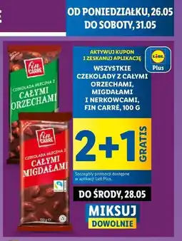 Lidl Czekolada mleczna z całymi migdałami Fin Carre oferta