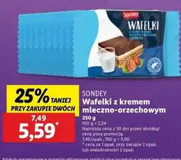 Lidl Wafelki z kremem mlecznym orzechami Sondey oferta
