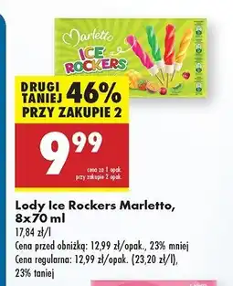 Biedronka Lód waniliowy w polewie kiwi x2 + mango-marakuja x2 + truskawka x2 + wiśnia x2 Marletto oferta