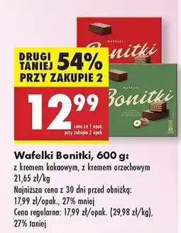 Biedronka Wafelki z kremem kakaowym Bonitki oferta