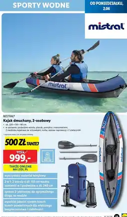 Lidl Kajak pompowany dwuosobowy z wiosłami Mistral oferta