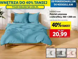 Lidl Komplet pościeli z bawełny satynowej 160 x 200 cm + 2 70 80 Livarno Home oferta
