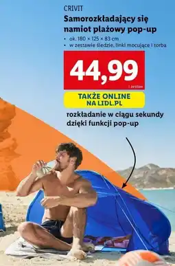 Lidl Namiot plażowy samorozkładający się Crivit oferta