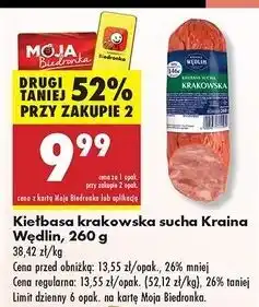 Biedronka Kiełbasa krakowska sucha Kraina Wędlin oferta