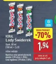 ALDI Lody waniliowe w polewie sorbetowej pomarańczowej Koral Świderek oferta