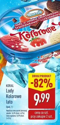 ALDI Lody śmietankowo-truskawkowo-czekoladowe Koral Kolorowe Lato oferta