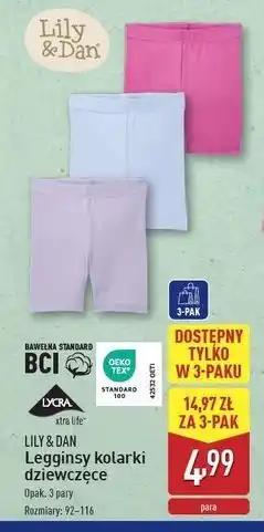 ALDI Legginsy kolarki dziewczęce Lily & Dan oferta