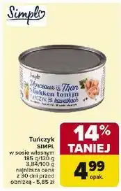 Carrefour Tuńczyk w kawałkach sosie własnym Simpl oferta