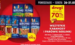 Biedronka Kabanosy i parówki Berlinki oferta