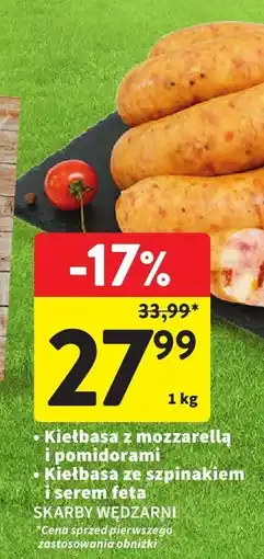 Intermarche Kiełbasa ze szpinakiem i serem feta 1kg Skarby Wędzarni oferta