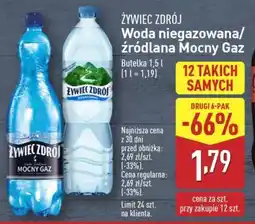 ALDI Żywiec Zdrój Woda niegazowana/źródlana Mocny Gaz oferta