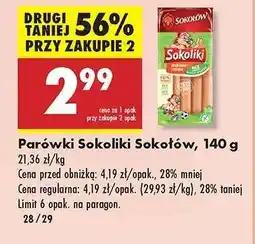 Biedronka Parówki Sokoliki Sokołów, 140 g oferta