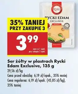 Biedronka Ser żółty w plastrach Rycki Edam Exclusive , 135 g oferta