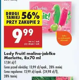 Biedronka Lody Fruit! malina-jabłko Marletto, 8x70 ml oferta