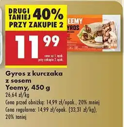 Biedronka Gyros z kurczaka z sosem Yeemy 450 g oferta