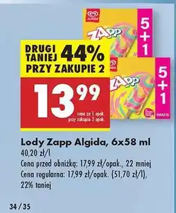 Biedronka Lody Zapp Algida, 6x58 ml oferta