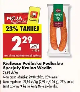Biedronka Kiełbasa podlaska Podlaskie Specjały Kraina Wędlin oferta