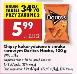 Biedronka Chipsy kukurydziane o smaku serowym Doritos Nacho, 100 g oferta