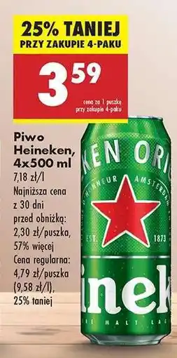 Biedronka Piwo Heineken 4x500 ml oferta