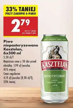 Biedronka Piwo niepasteryzowane Kasztelan 6x500 ml oferta