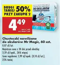 Biedronka Chusteczki nawilżane do okularów Mr Magic 60 szt oferta
