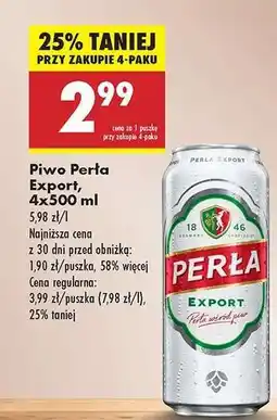 Biedronka Piwo Perła Export, 4x500 ml oferta