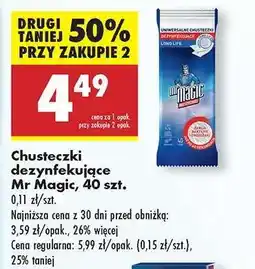 Biedronka Chusteczki dezynfekujące Mr Magic 40 szt oferta