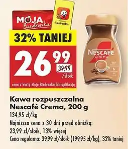 Biedronka Kawa rozpuszczalna Nescafé Crema 200 g oferta