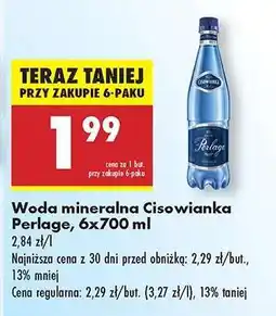 Biedronka Woda mineralna Cisowianka Perlage 6x700 ml oferta