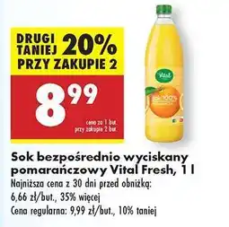Biedronka Sok bezpośrednio wyciskany pomarańczowy Vital Fresh, 1 l oferta