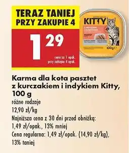Biedronka Karma dla kota pasztet z kurczakiem i indykiem Kitty, 100 g oferta