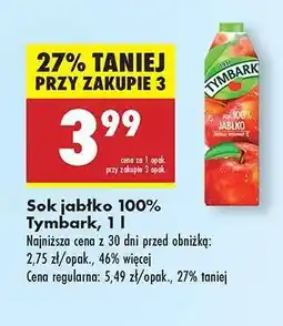 Biedronka Sok jabłko 100% Tymbark, 1 l oferta