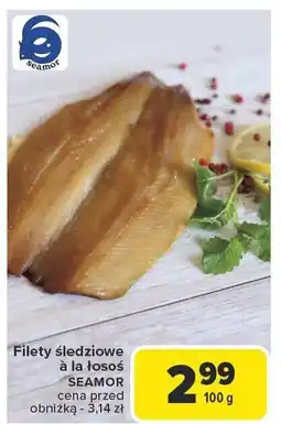 Carrefour Filety śledziowe à la łosoś 100g Seamor oferta