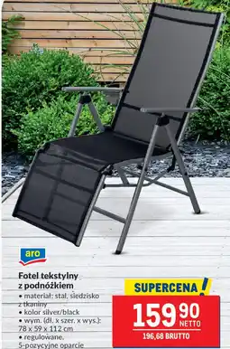 Makro Fotel tekstylny z podnóżkiem oferta