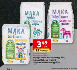 Auchan Mąka pszenna luksusowa typ 550, żytnia chlebowa typ 720 lub pszenna tortowa typ 450 oferta