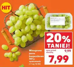 Kaufland Winogrona jasne bezpestkowe 500 g opakowanie (=1 KG 15,98) oferta